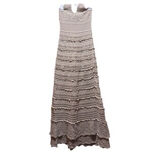 VIntage Y2K VS Moda International Crochet Maxi Dress Tiered Y2K Boho Beachy S